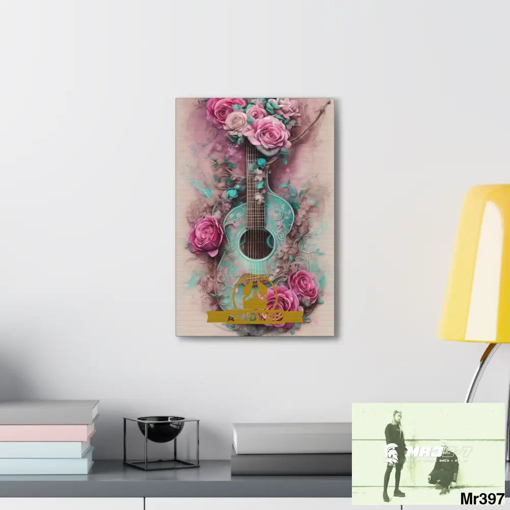 Canvas Gallery WrapsWDW.ID Pink Roses & Guitar Canvas