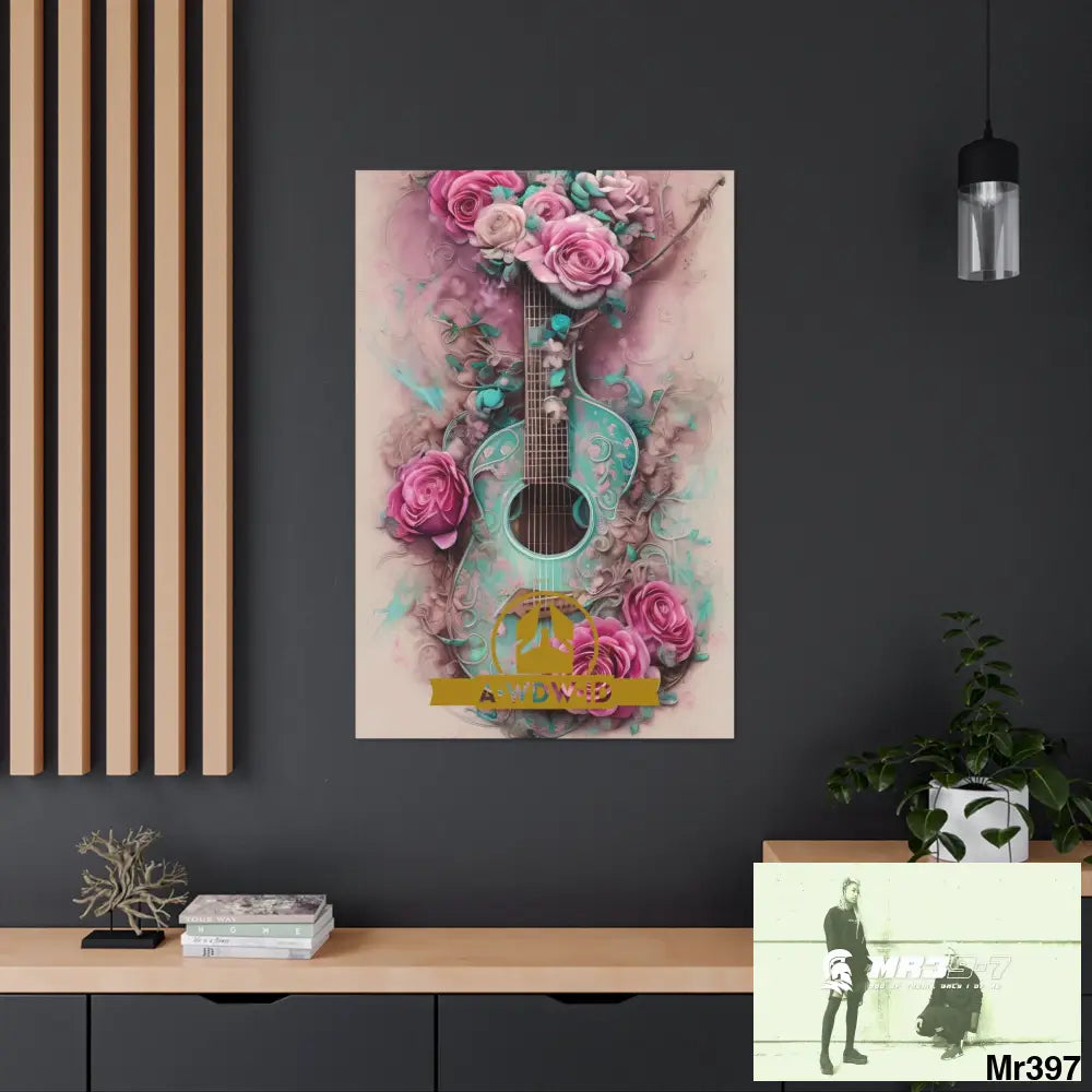 Canvas Gallery WrapsWDW.ID Pink Roses & Guitar Canvas