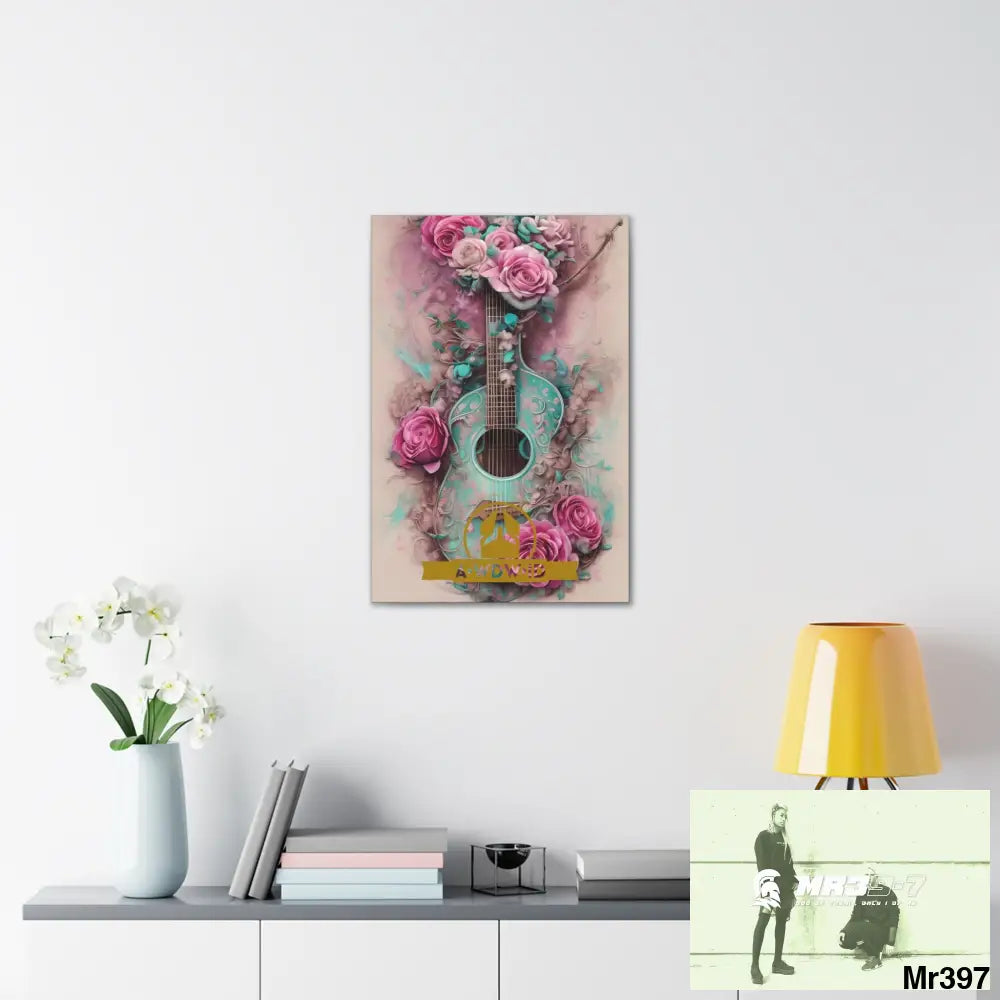Canvas Gallery WrapsWDW.ID Pink Roses & Guitar Canvas