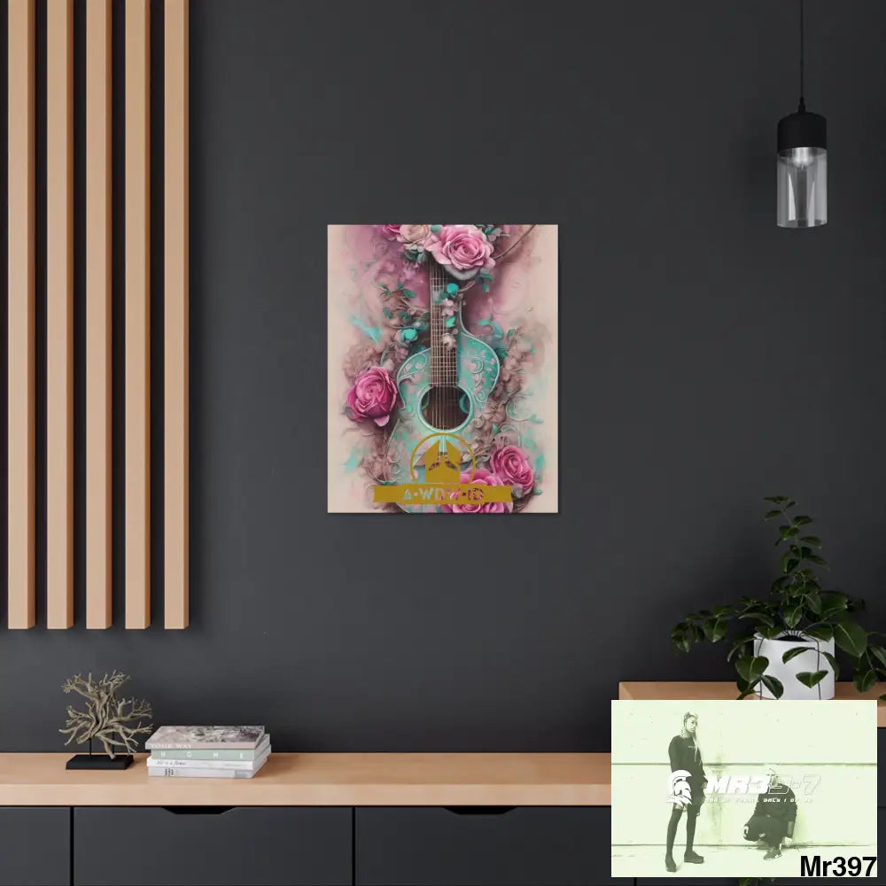Canvas Gallery WrapsWDW.ID Pink Roses & Guitar Canvas