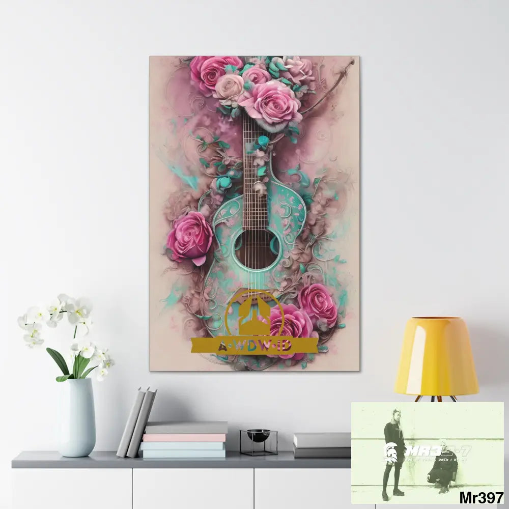 Canvas Gallery WrapsWDW.ID Pink Roses & Guitar Canvas