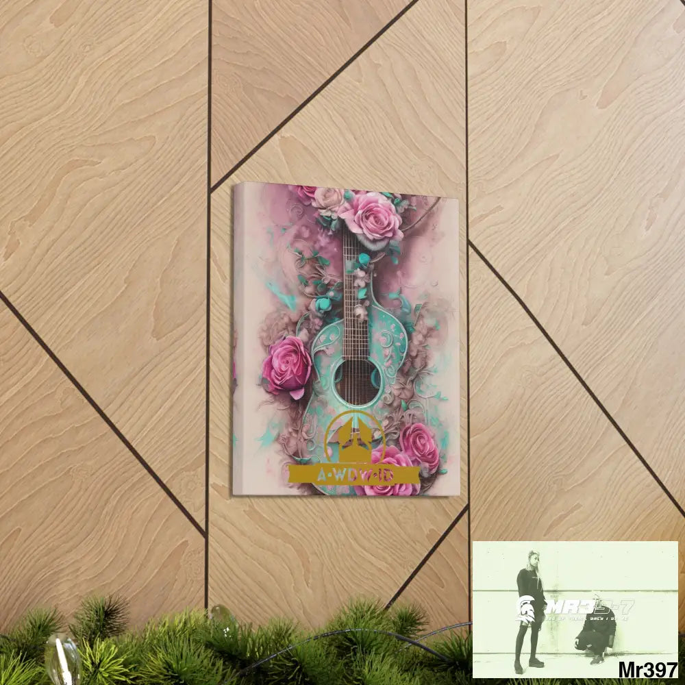 Canvas Gallery WrapsWDW.ID Pink Roses & Guitar Canvas