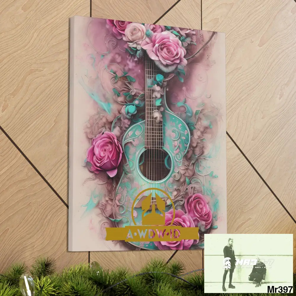 Canvas Gallery WrapsWDW.ID Pink Roses & Guitar Canvas