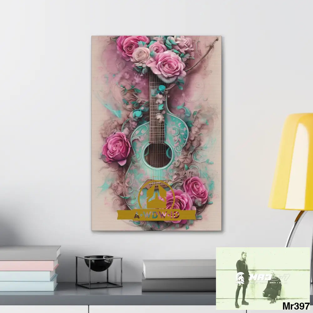 Canvas Gallery WrapsWDW.ID Pink Roses & Guitar Canvas