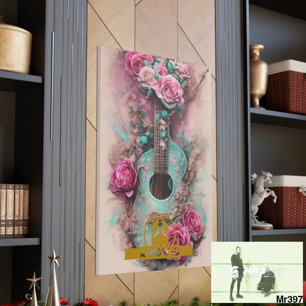 Canvas Gallery WrapsWDW.ID Pink Roses & Guitar Canvas