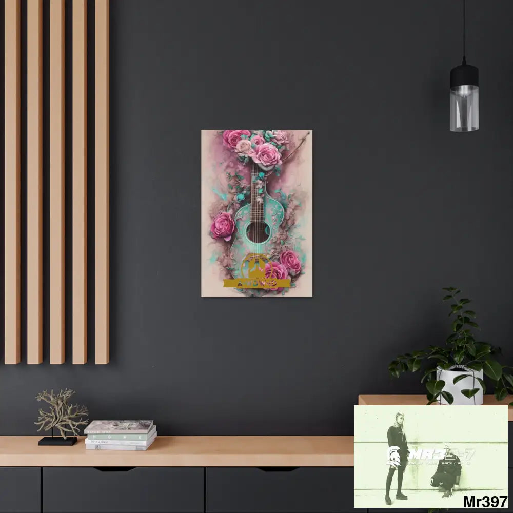 Canvas Gallery WrapsWDW.ID Pink Roses & Guitar Canvas