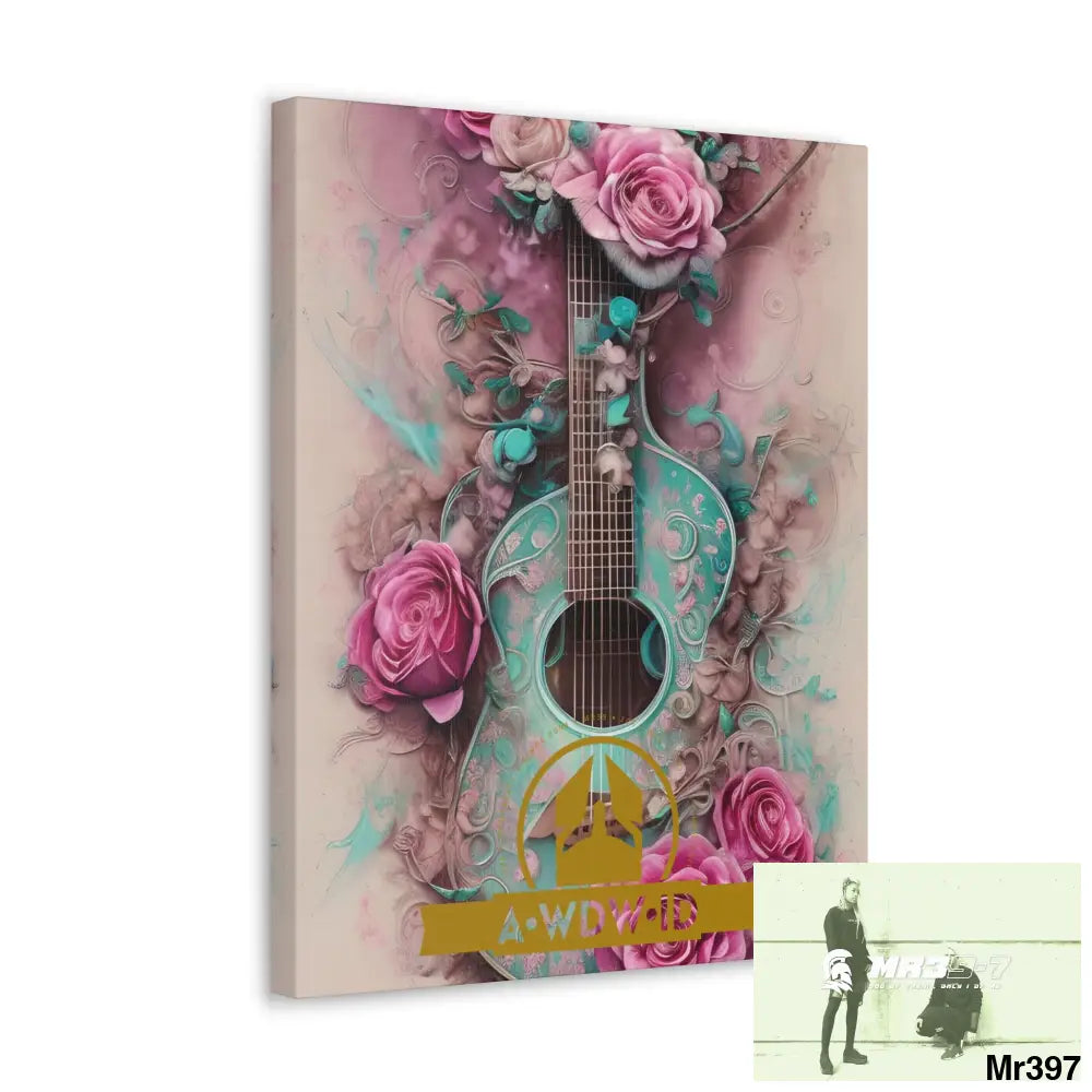 Canvas Gallery WrapsWDW.ID Pink Roses & Guitar Canvas