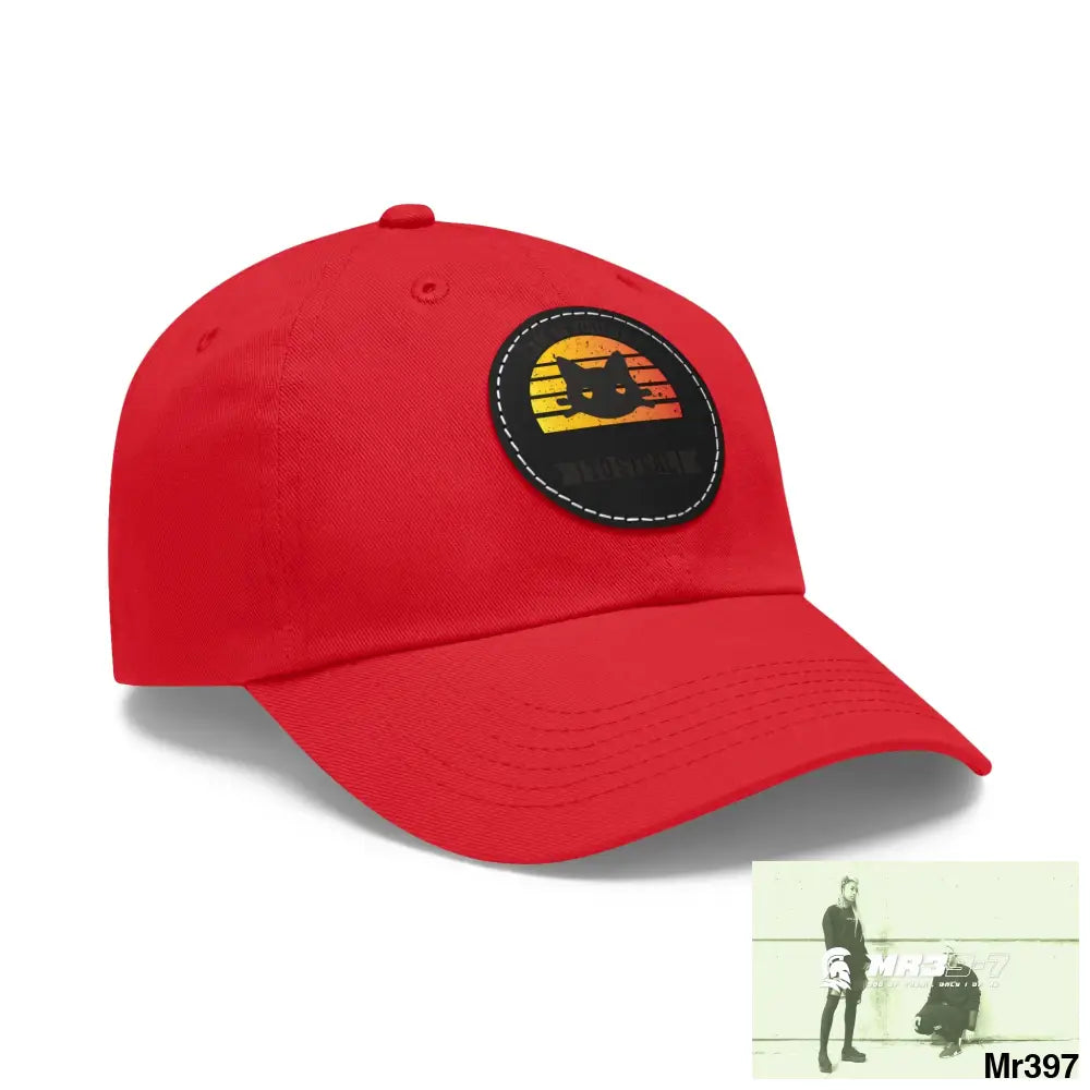 Cat got the cream Dad Hat with Leather Patch (Round) Hats