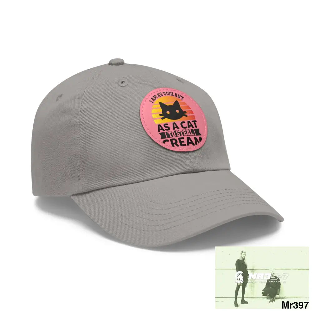 Cat got the cream Dad Hat with Leather Patch (Round) Hats