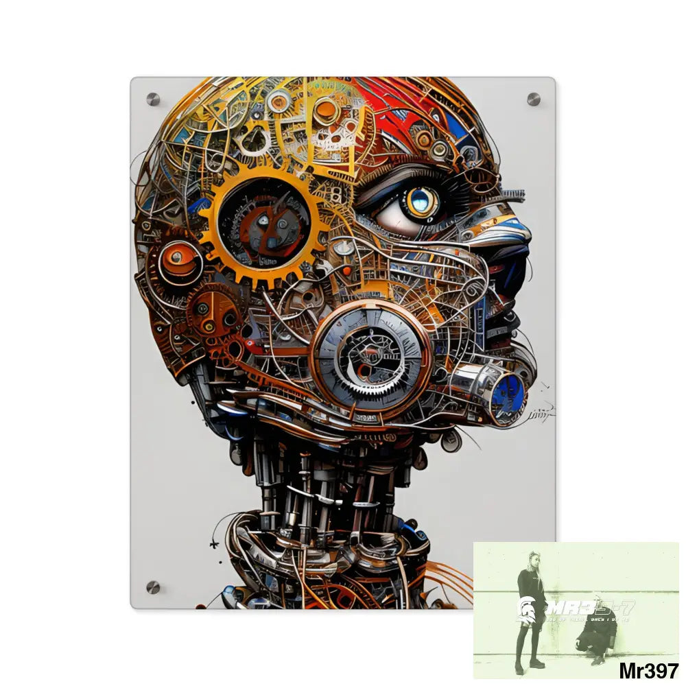 Clockwork Robot HD Animated Graphic Acrylic Wall Art Panels 16″ x 20″ (Vertical) / 0.25’’ Home Decor