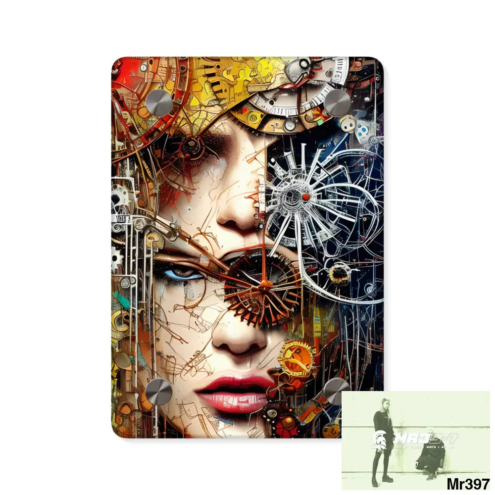 Clockwork Samurai Center HD Animated Graphic Acrylic Wall Art Panels 5’’ x 7’’ (Vertical) / 0.25’’ Home Decor