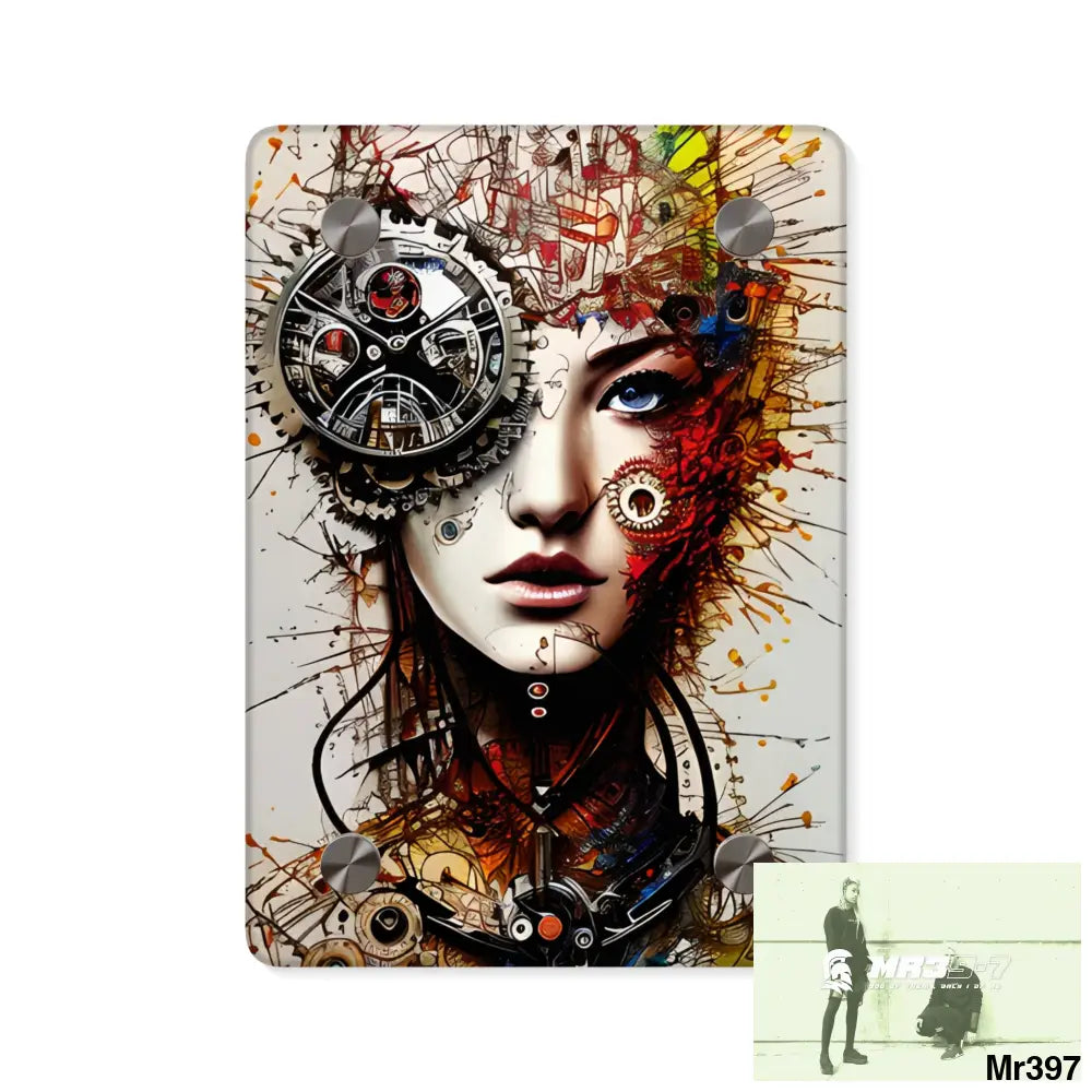 Clockwork Samurai Graphic Acrylic Wall Art Panels 5’’ x 7’’ (Vertical) / 0.25’’ Home Decor