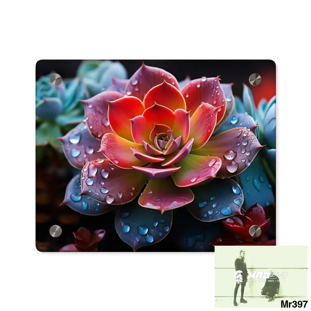 Close-up of Vibrant Succulent Plant with Water Droplets Wall Art Panels 10″ x 8″ (Horizontal) / 0.25’’ Home Decor