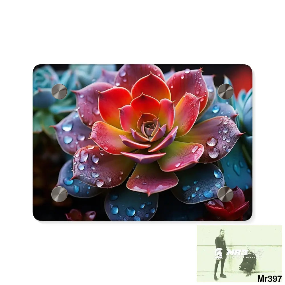 Close-up of Vibrant Succulent Plant with Water Droplets Wall Art Panels 7’’ x 5’’ (Horizontal) / 0.25’’ Home Decor