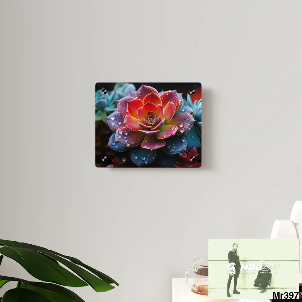 Close-up of Vibrant Succulent Plant with Water Droplets Wall Art Panels Home Decor