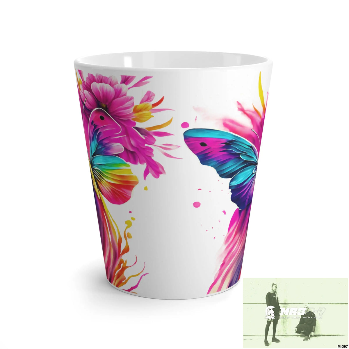 Colourful Butterflies in mid flight Latte Mug 12oz Mug