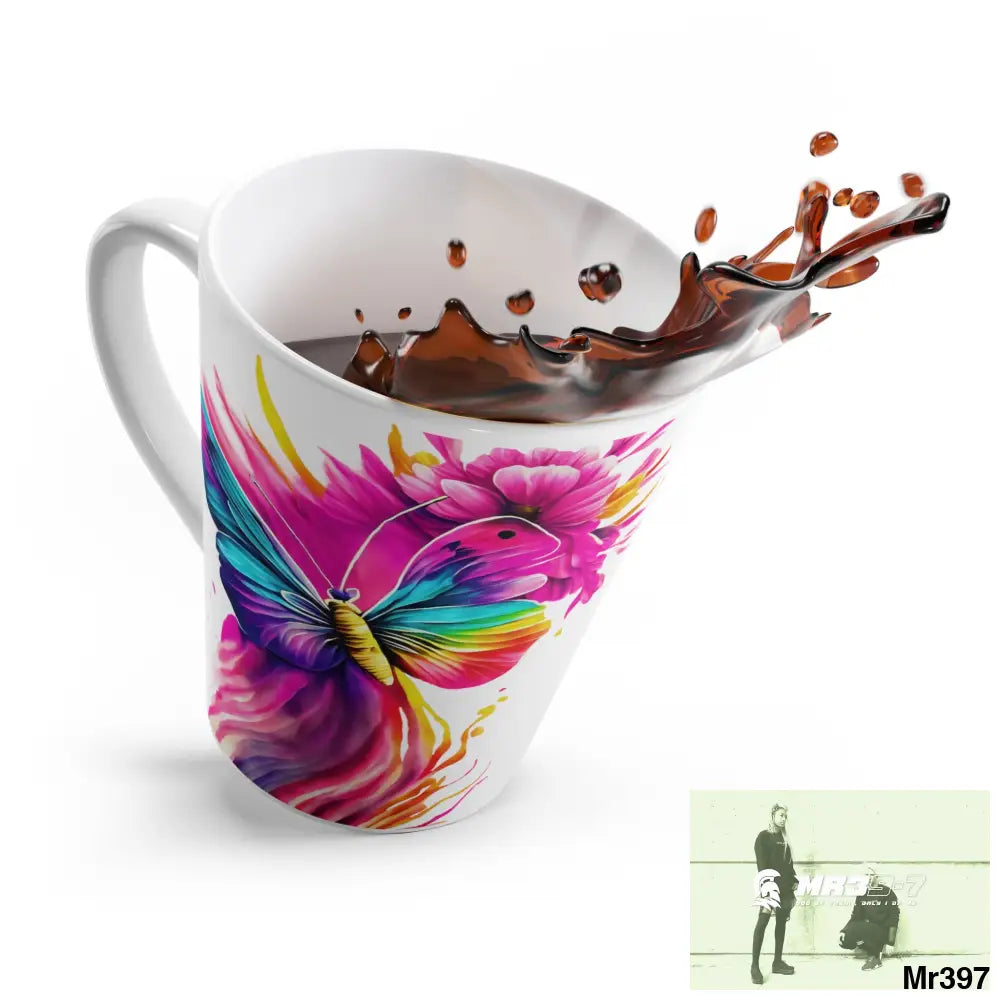 Colourful Butterflies in mid flight Latte Mug 12oz Mug