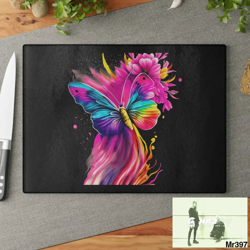Colourful Butterfly in mid flight Cutting Board Home Decor