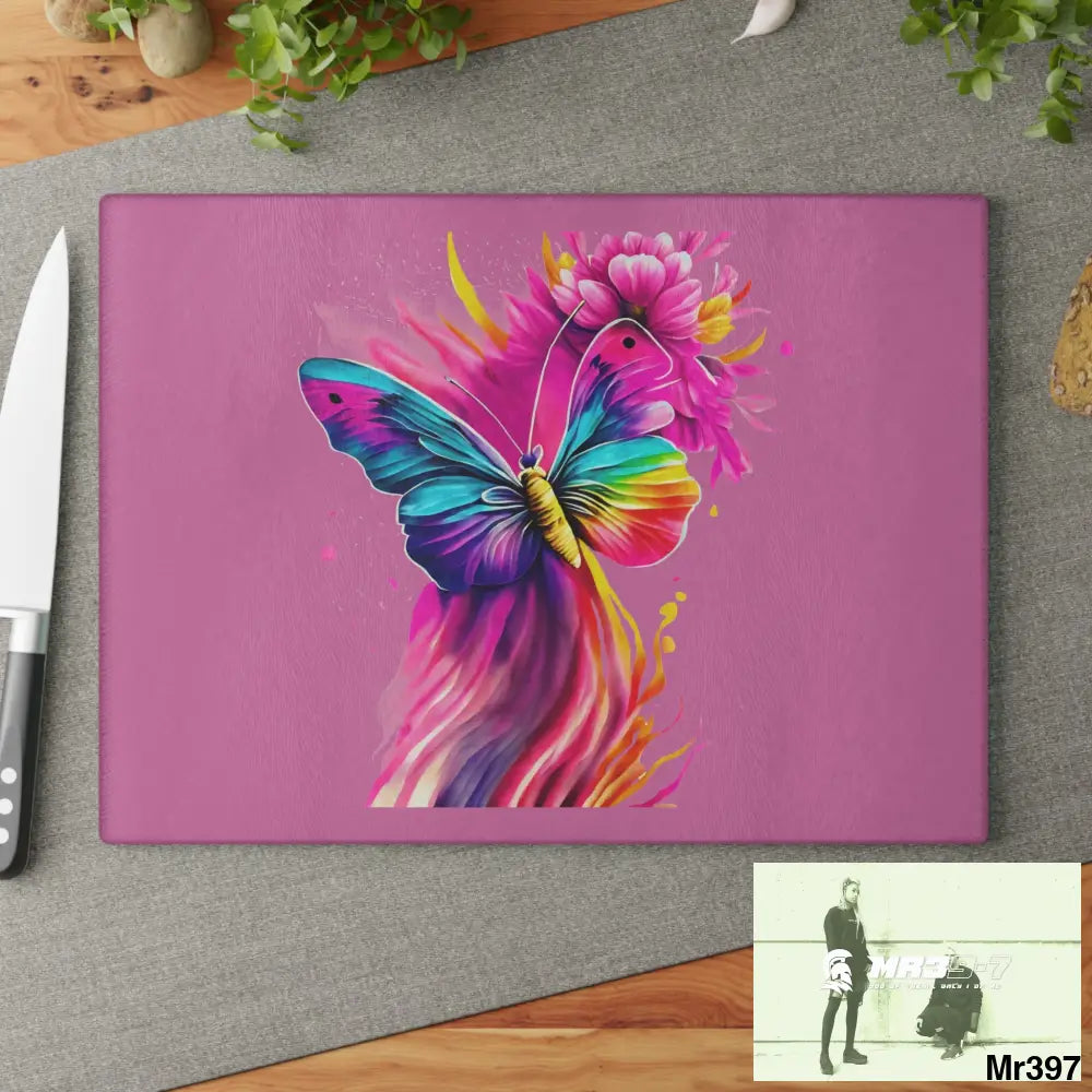 Colourful Butterfly in mid flight Cutting Board Home Decor