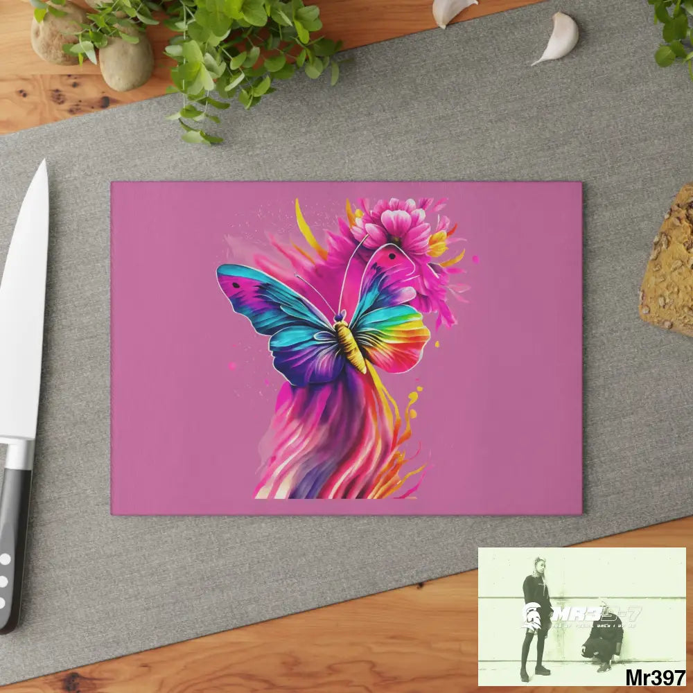 Colourful Butterfly in mid flight Cutting Board Home Decor