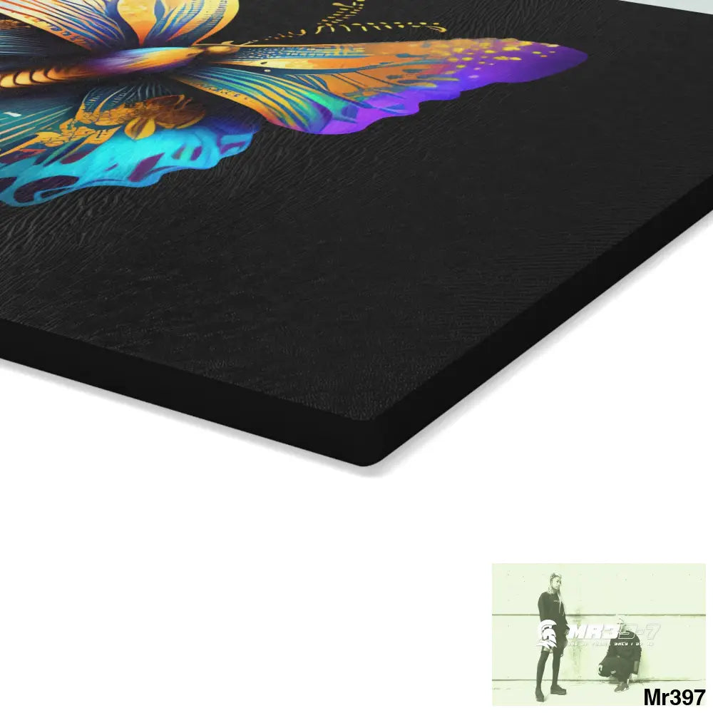 Colourful Butterfly with gold glitter Glass Cutting Board Home Decor