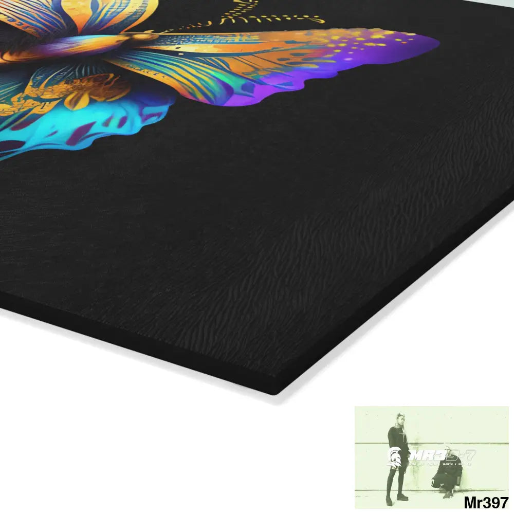 Colourful Butterfly with gold glitter Glass Cutting Board Home Decor