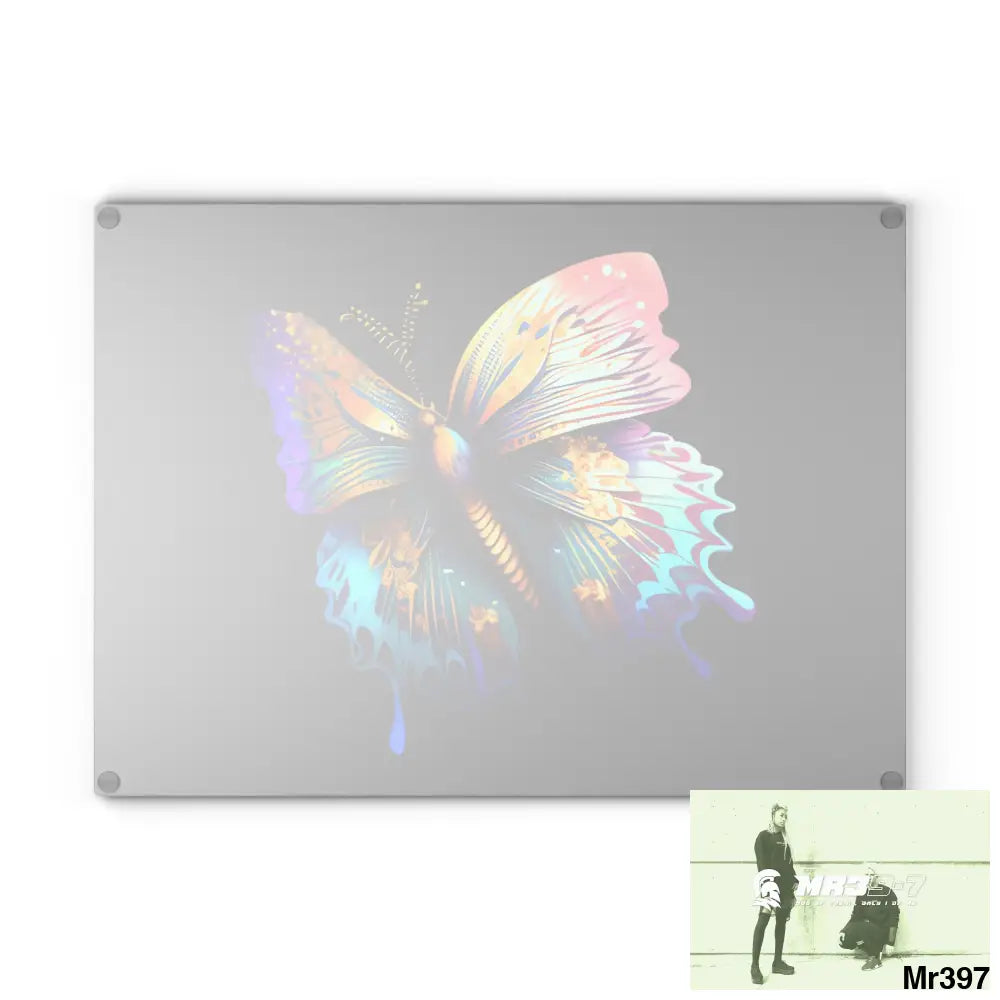 Colourful Butterfly with gold glitter Glass Cutting Board Home Decor
