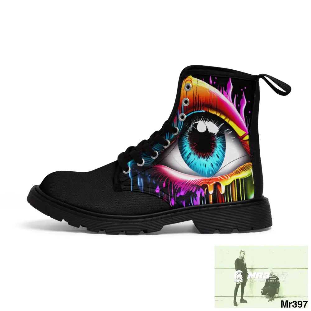 Colourful dripping eye Women’s Canvas Boots Shoes