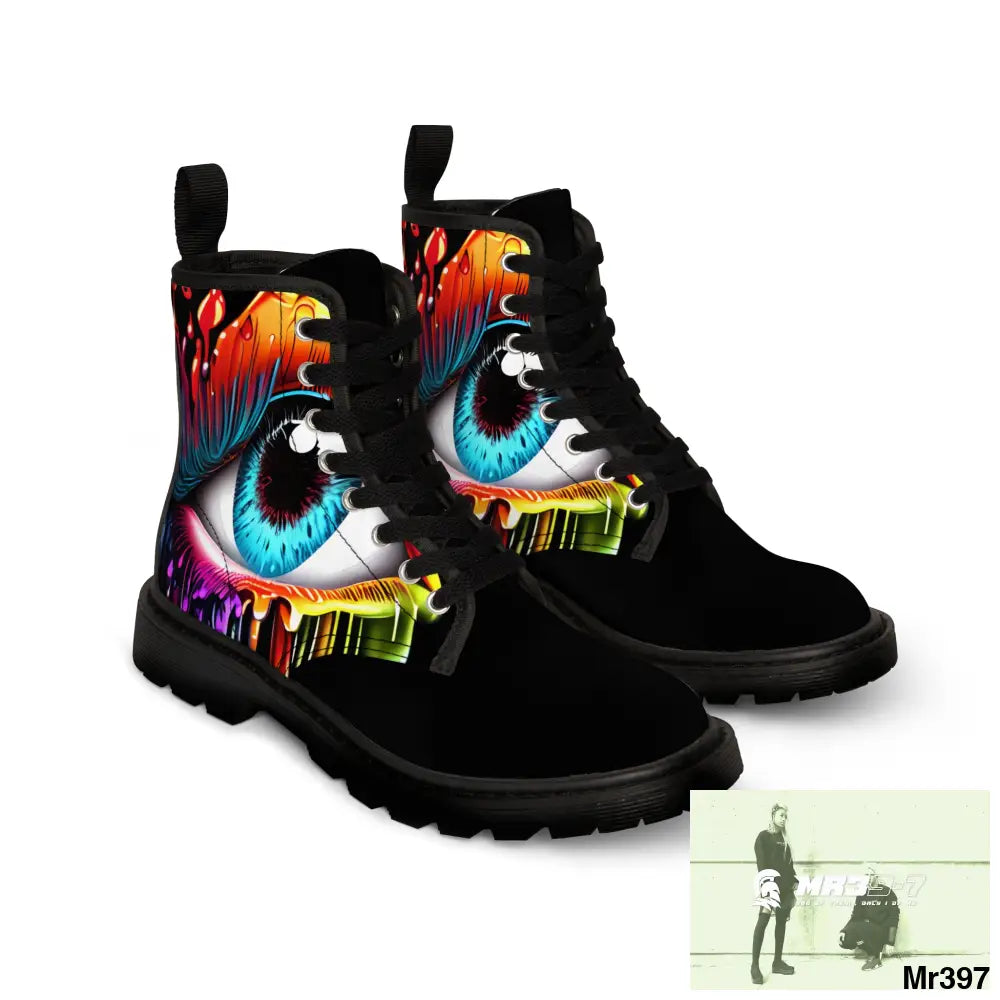 Colourful dripping eye Women’s Canvas Boots Shoes