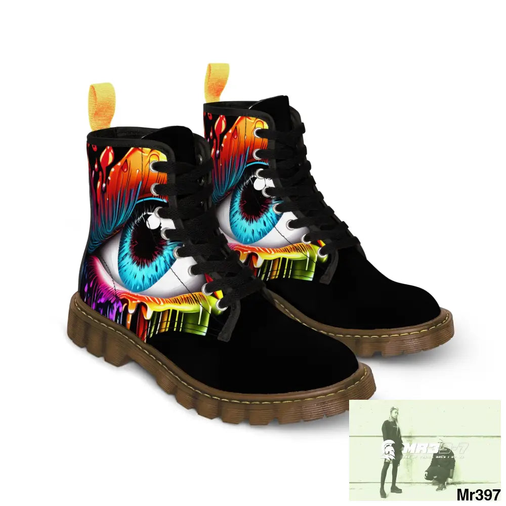 Colourful dripping eye Women’s Canvas Boots Shoes