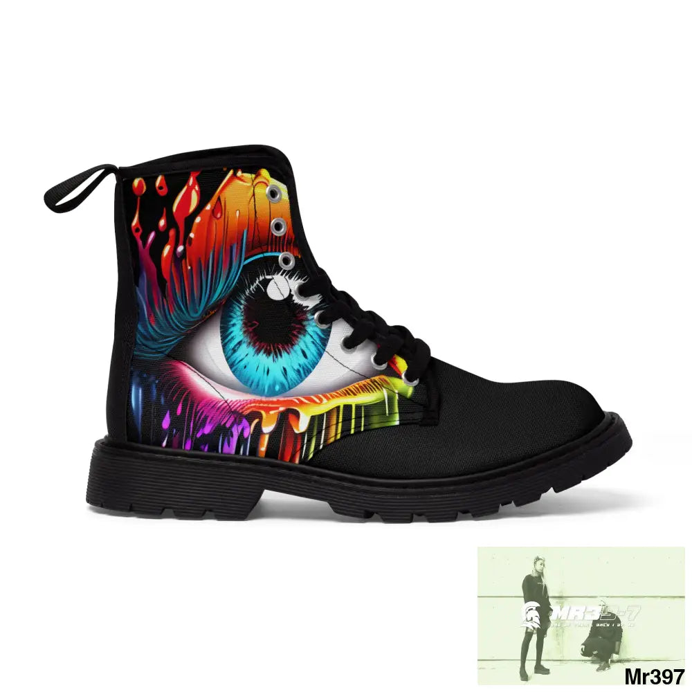Colourful dripping eye Women’s Canvas Boots Shoes
