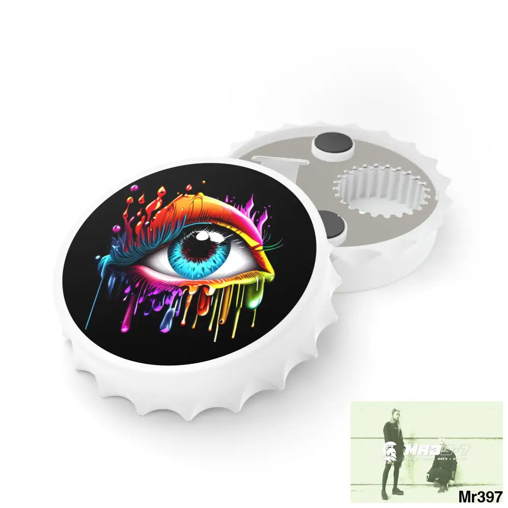 Colourful emotional dripping eye Magnetic Bottle Opener One size / White Accessories