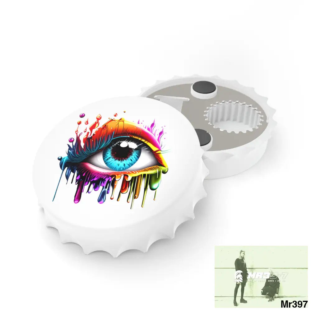 Colourful emotional dripping eye Magnetic Bottle Opener One size / White Accessories