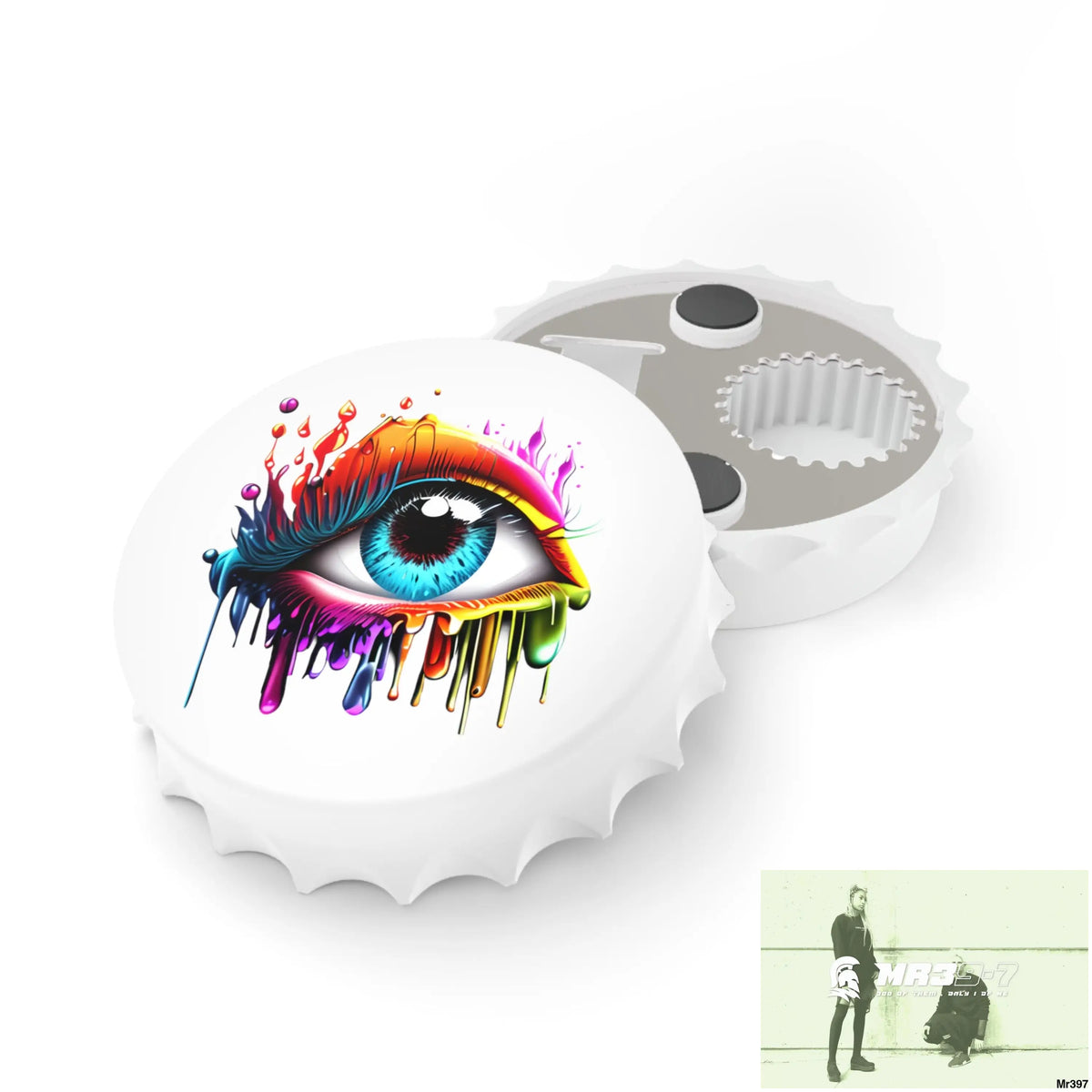 Colourful emotional dripping eye Magnetic Bottle Opener One size / White Accessories