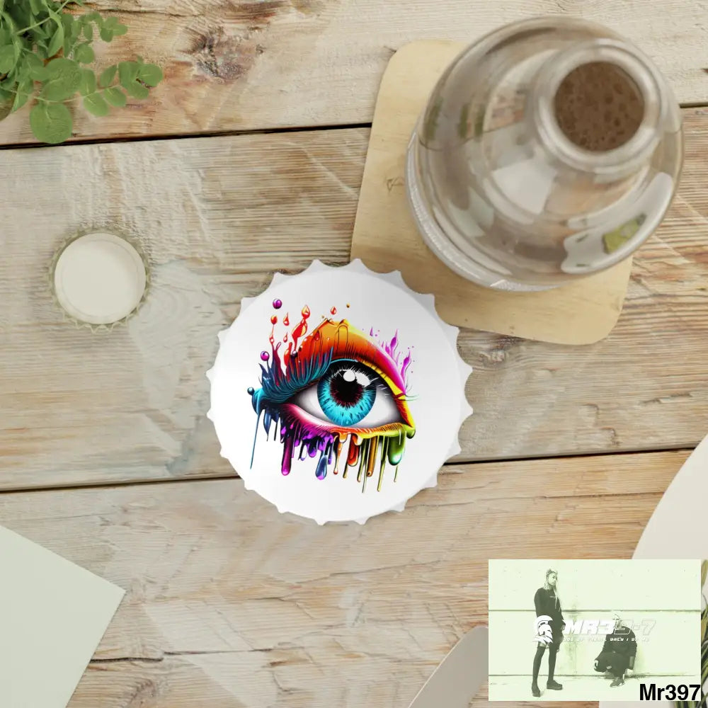 Colourful emotional dripping eye Magnetic Bottle Opener One size / White Accessories