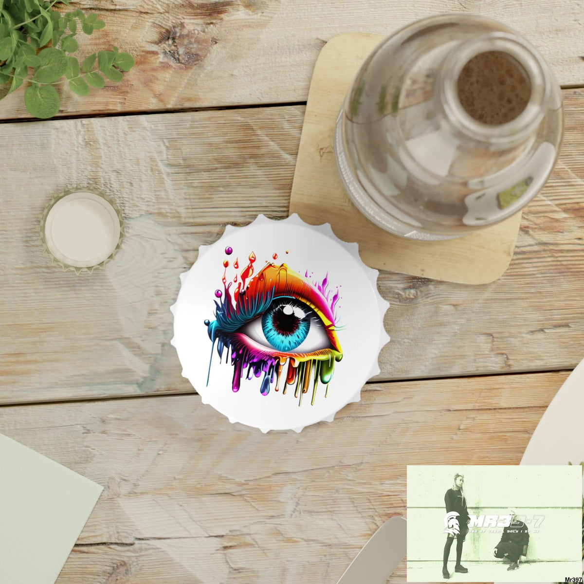 Colourful emotional dripping eye Magnetic Bottle Opener One size / White Accessories