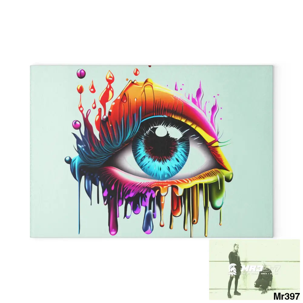 Colourful emotional dripping Glass Cutting Board 8’’ x 11’’ / Rectangle Home Decor