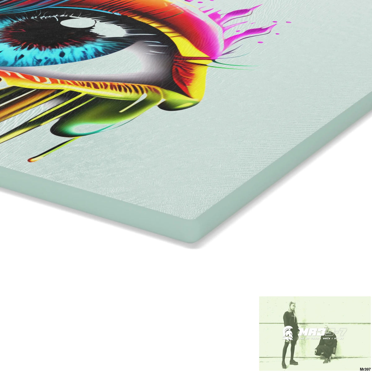 Colourful emotional dripping Glass Cutting Board Home Decor