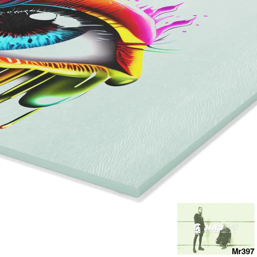 Colourful emotional dripping Glass Cutting Board Home Decor