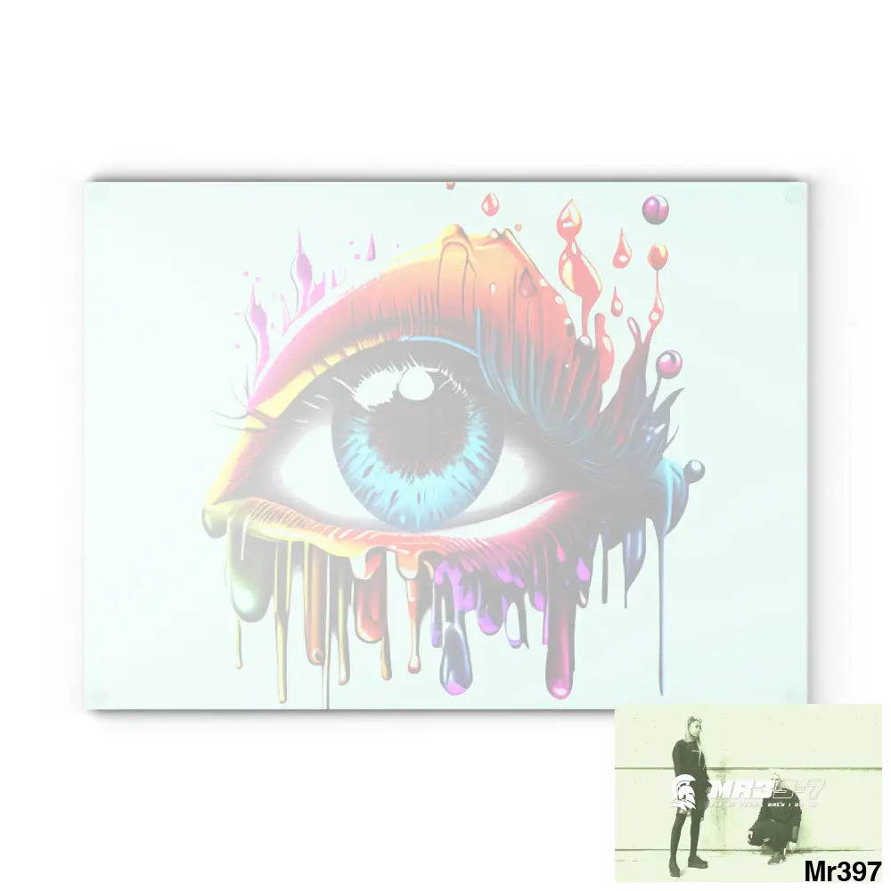 Colourful emotional dripping Glass Cutting Board Home Decor