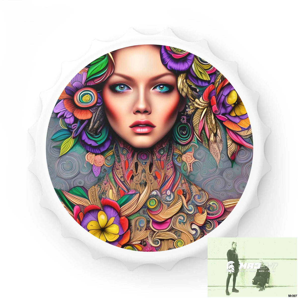 Colourful Woman art Magnetic Bottle Opener One size / White Accessories