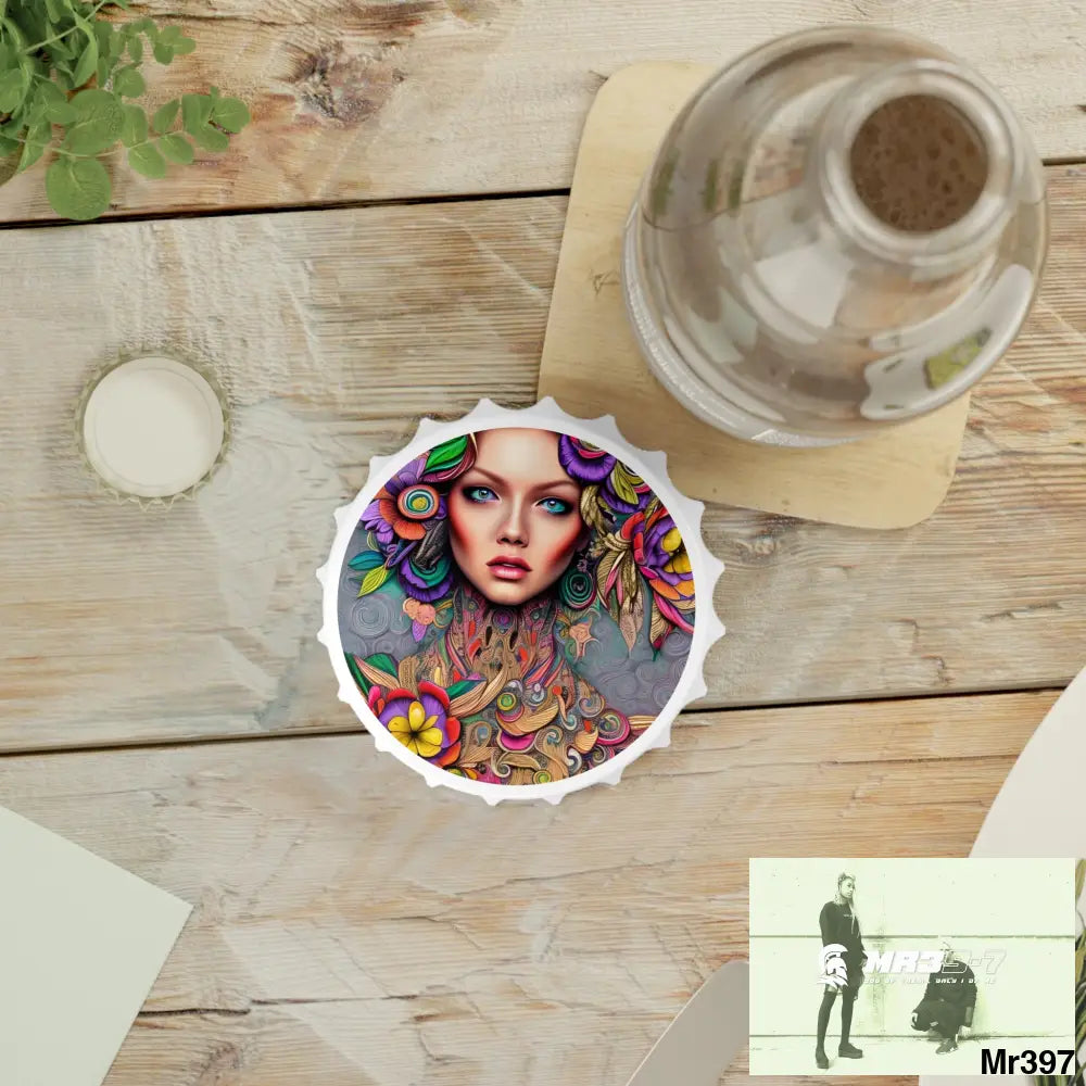 Colourful Woman art Magnetic Bottle Opener One size / White Accessories