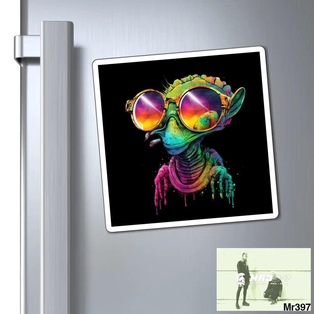 Cool Alien in sunglasses magnet 6’’ × 6’’ Paper products