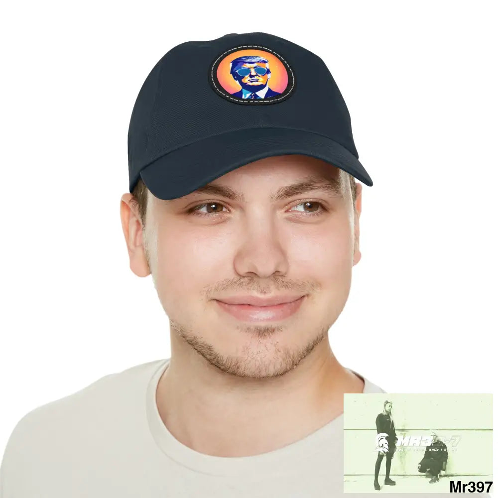 Cool Donald Trump in shades Dad Hat with Leather Patch (Round) Hats