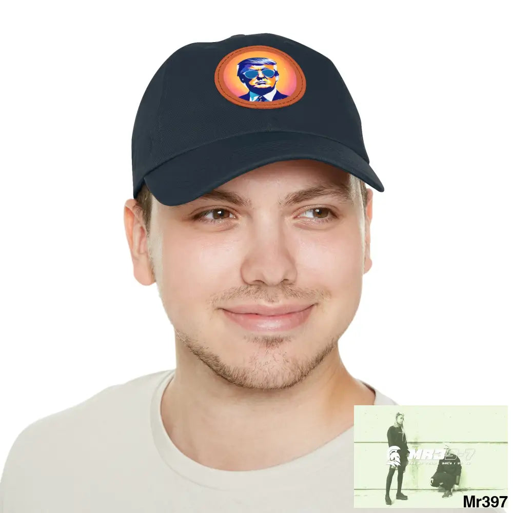 Cool Donald Trump in shades Dad Hat with Leather Patch (Round) Hats