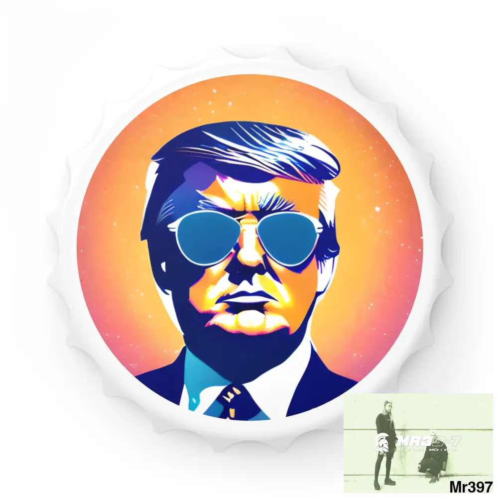 Cool Donald Trump in Shades Magnetic Bottle Opener One size / White Accessories