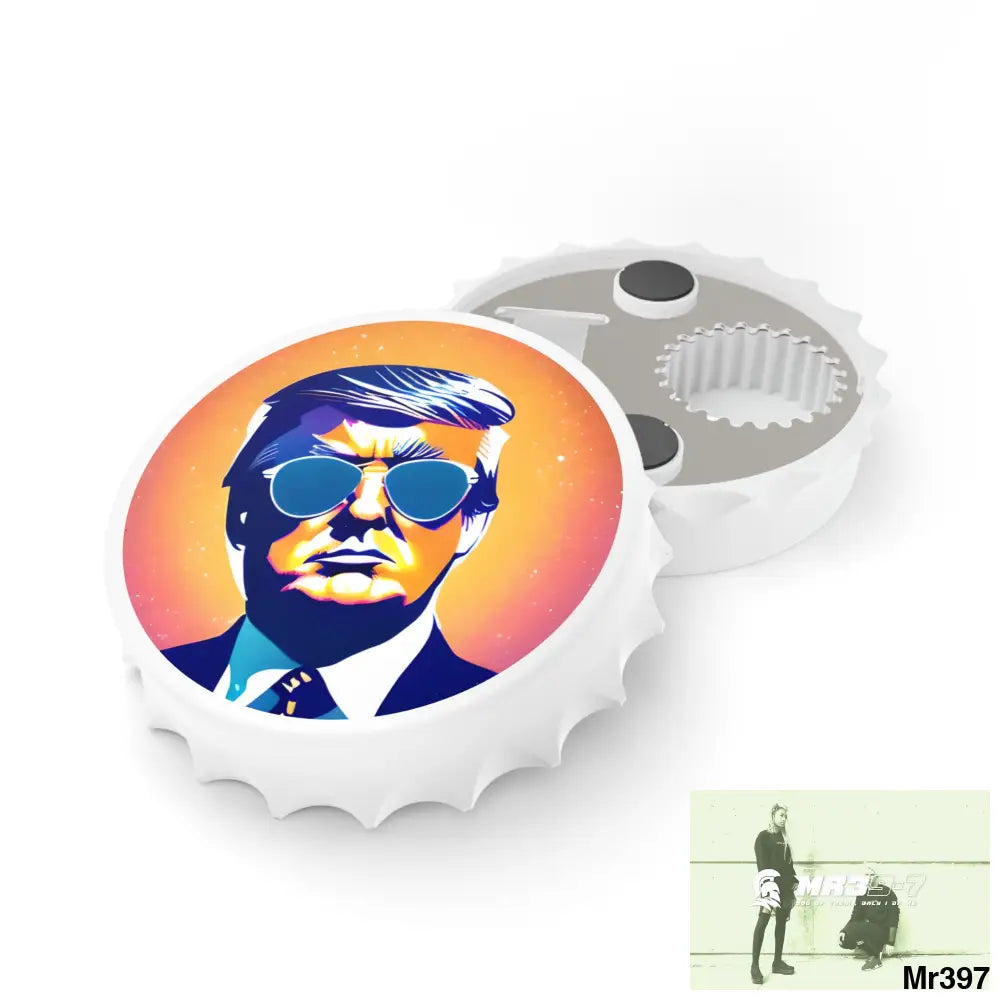 Cool Donald Trump in Shades Magnetic Bottle Opener One size / White Accessories