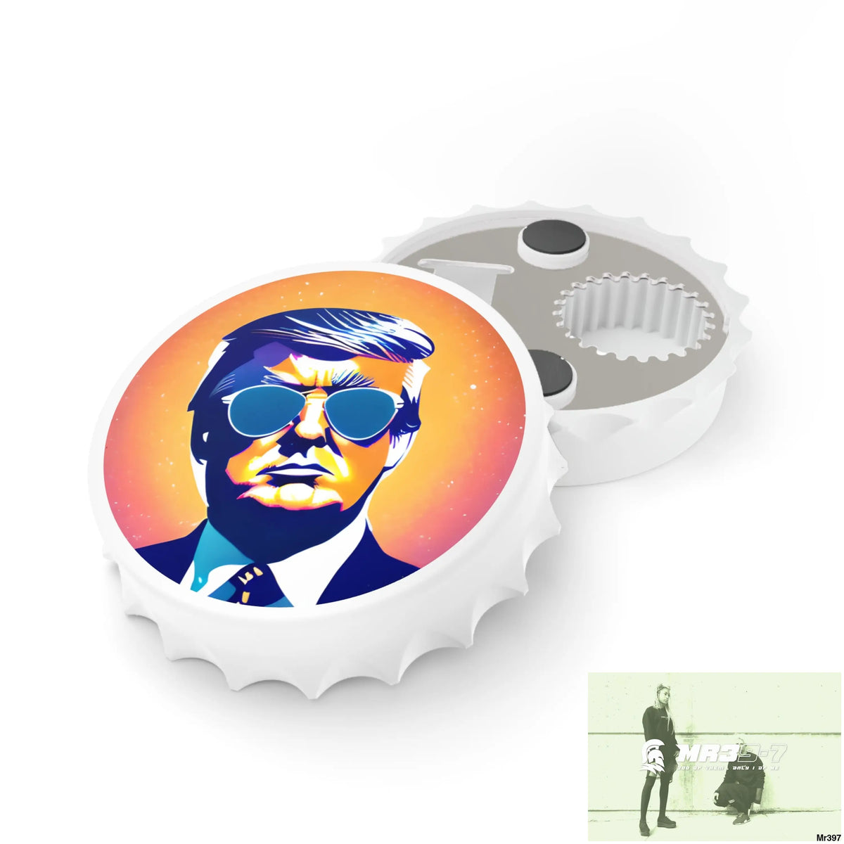 Cool Donald Trump in Shades Magnetic Bottle Opener One size / White Accessories