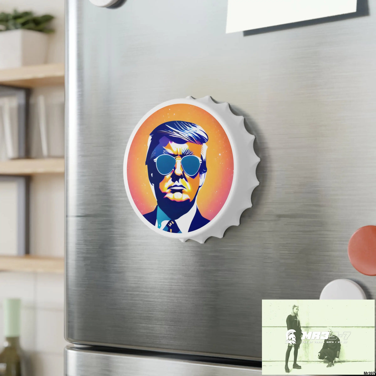 Cool Donald Trump in Shades Magnetic Bottle Opener One size / White Accessories