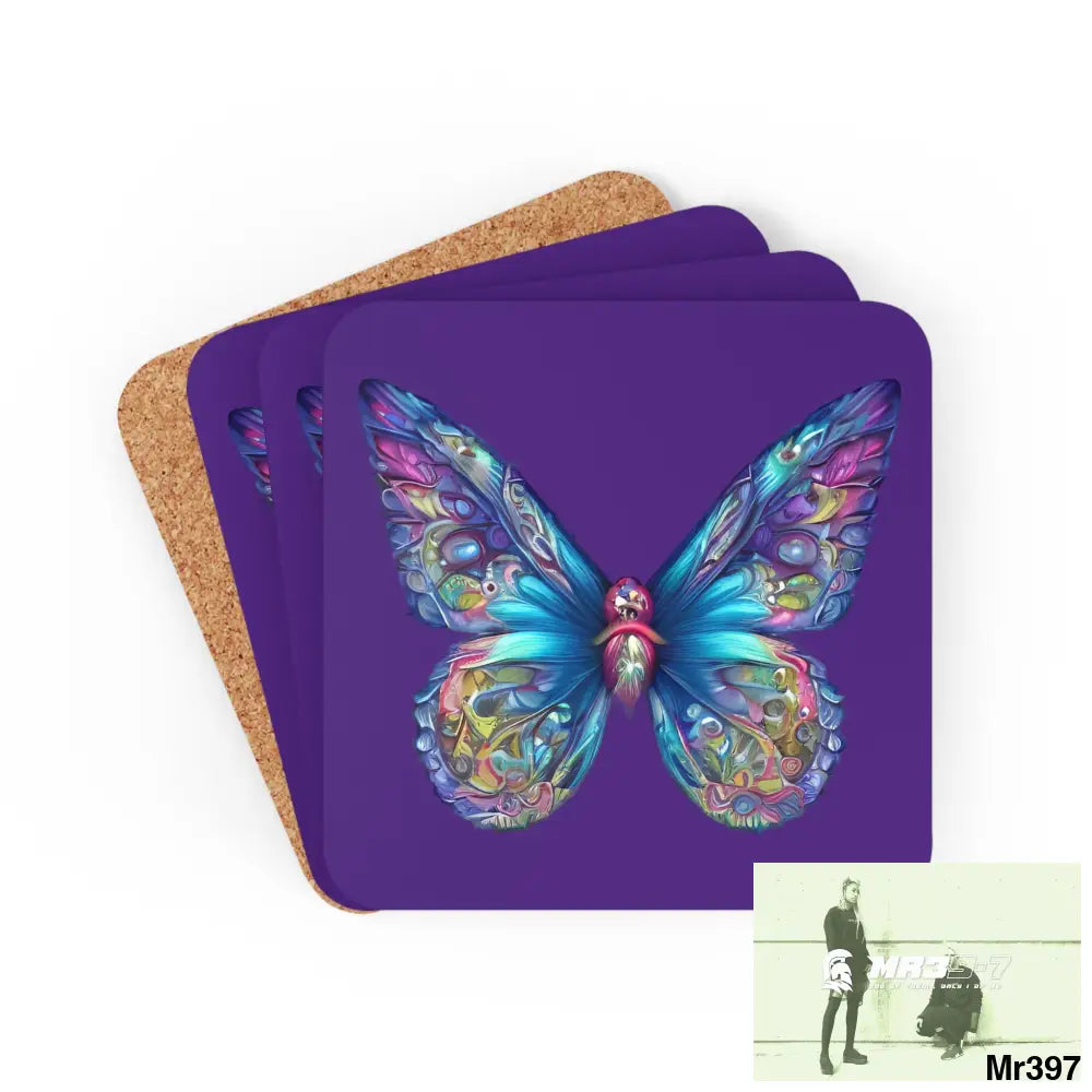 Copy of Butterfly Graphic water colour Coaster Set Cork / 3.75’’ × 3.75’’ / Square Home Decor